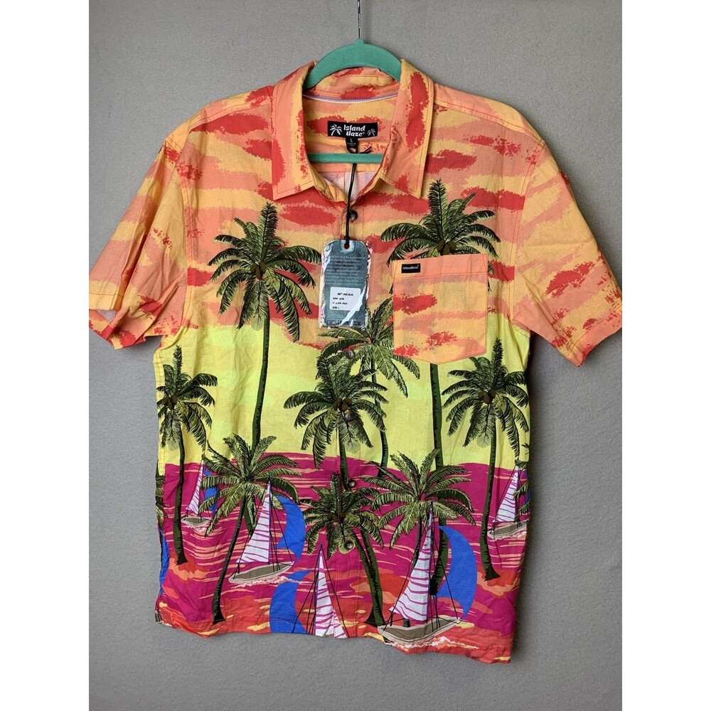 🌻2 for $20🌻Island Haze Shirt Mens Large Multicolor Loud Hawaiian Aloha Vacation